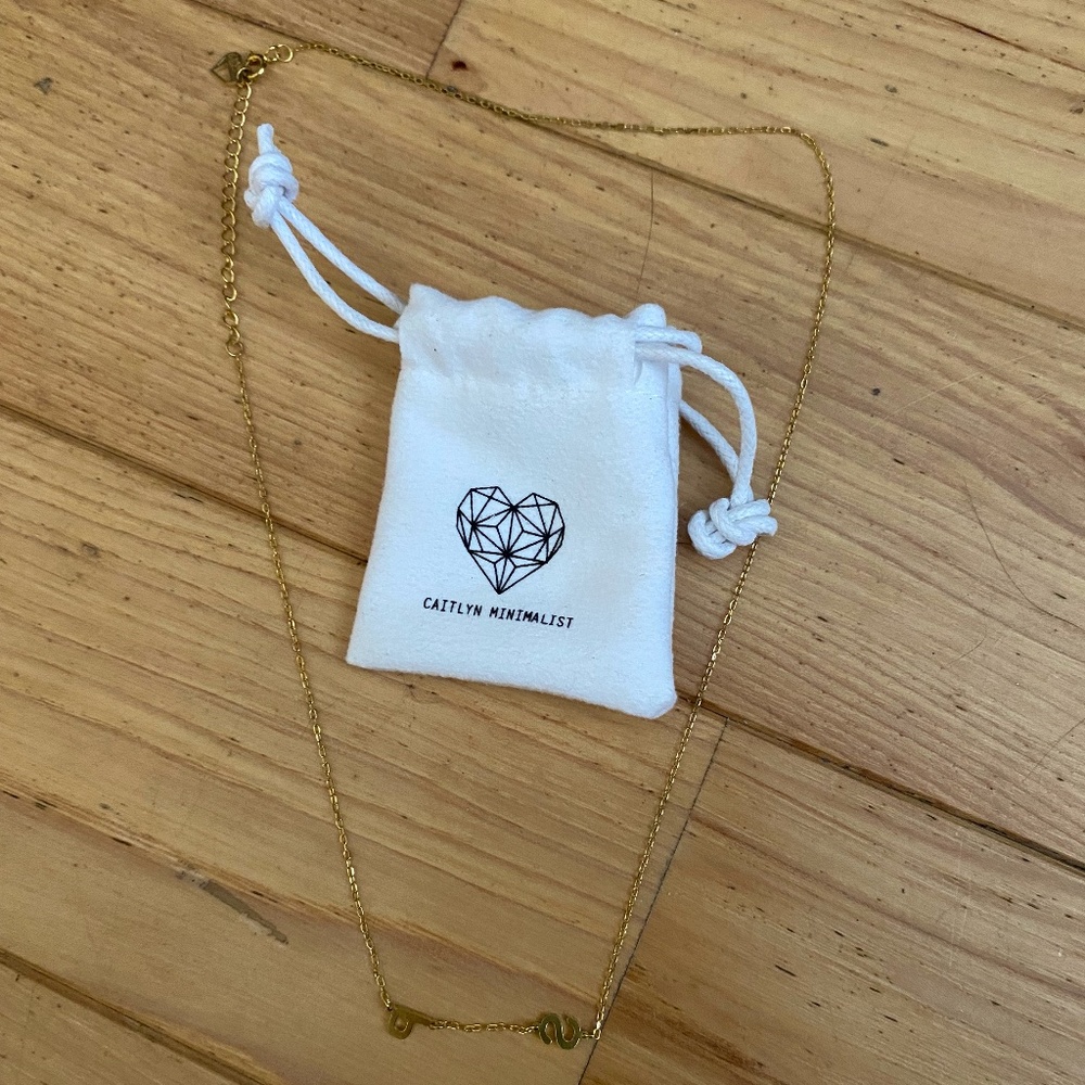 Gold Colored Necklace with Initials P & S (NEW)